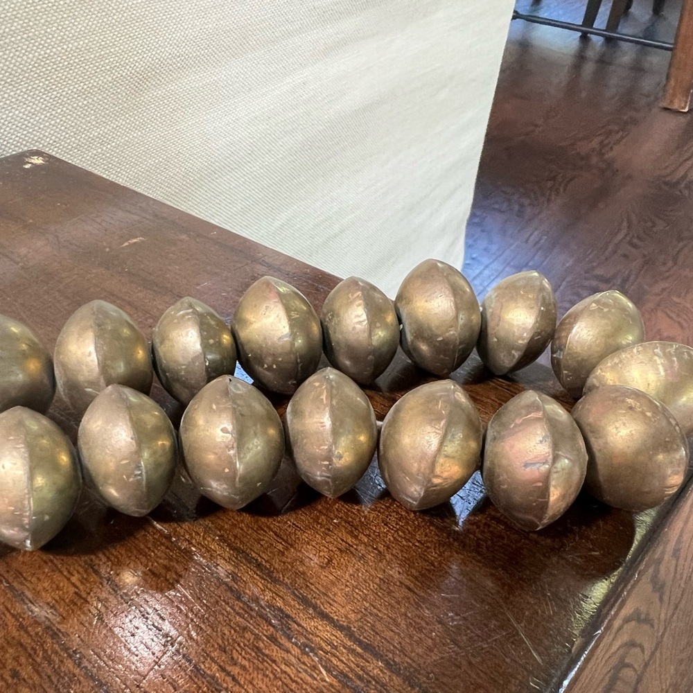 Large African Cast Brass Trade Beads Strand – Lost Wax, Ghana Style, Statement - Picture 3 of 5